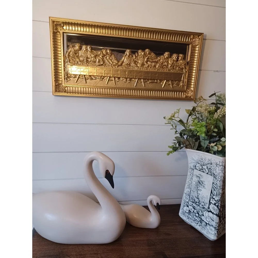 Vintage homco last supper gold mirror wall hanging